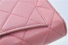 Authentic CHANEL Lamb Skin Matelasse Long Wallet Purse Light Pink CC Box J1371