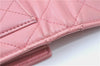 Authentic CHANEL Lamb Skin Matelasse Long Wallet Purse Light Pink CC Box J1371