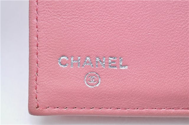 Authentic CHANEL Lamb Skin Matelasse Long Wallet Purse Light Pink CC Box J1371