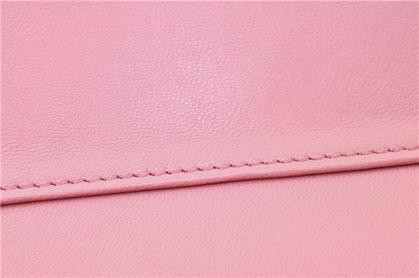 Authentic CHANEL Lamb Skin Matelasse Long Wallet Purse Light Pink CC Box J1371