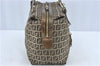 Authentic FENDI Zucchino Shoulder Boston Bag Canvas Leather Brown Gold J1373