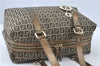 Authentic FENDI Zucchino Shoulder Boston Bag Canvas Leather Brown Gold J1373