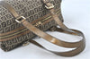 Authentic FENDI Zucchino Shoulder Boston Bag Canvas Leather Brown Gold J1373