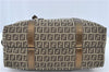 Authentic FENDI Zucchino Shoulder Boston Bag Canvas Leather Brown Gold J1373