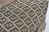 Authentic FENDI Zucchino Shoulder Boston Bag Canvas Leather Brown Gold J1373