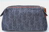 Authentic Christian Dior Trotter Pouch Purse Denim Leather Navy Blue J1376