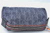 Authentic Christian Dior Trotter Pouch Purse Denim Leather Navy Blue J1376