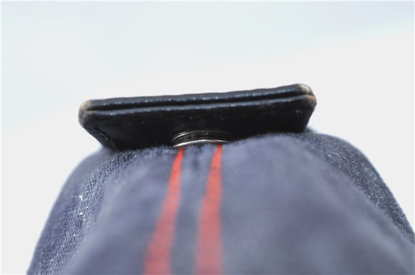 Authentic Christian Dior Trotter Pouch Purse Denim Leather Navy Blue J1376