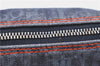 Authentic Christian Dior Trotter Pouch Purse Denim Leather Navy Blue J1376