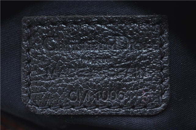 Authentic Christian Dior Trotter Pouch Purse Denim Leather Navy Blue J1376