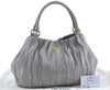 Authentic PRADA Leather Nappa Shoulder Tote Bag Purse BR3957 Silver J1378