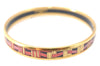 Authentic HERMES Email PM Bangle Ribbon Motif Gold Black Red J1393