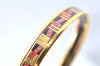 Authentic HERMES Email PM Bangle Ribbon Motif Gold Black Red J1393