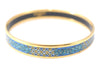 Authentic HERMES Email PM Bangle Star Flower Motif Gold Blue J1394