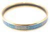 Authentic HERMES Email PM Bangle Star Flower Motif Gold Blue J1394