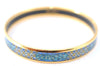 Authentic HERMES Email PM Bangle Star Flower Motif Gold Blue J1394