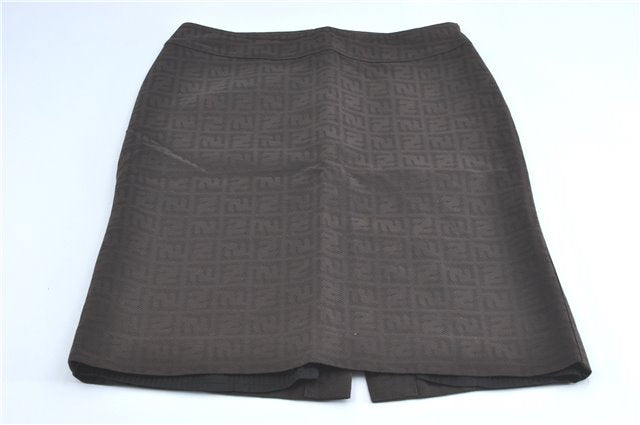 Authentic FENDI Zucca Skirt Cotton Acetate USA 2 Brown J1395