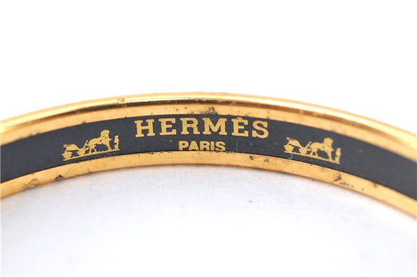 Authentic HERMES Email PM Bangle Belt Motif Gold Red Black J1411