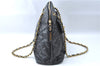 Authentic CHANEL Caviar Skin CC Logo Chain Shoulder Tote Bag Purse Black J1416