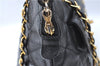 Authentic CHANEL Caviar Skin CC Logo Chain Shoulder Tote Bag Purse Black J1416