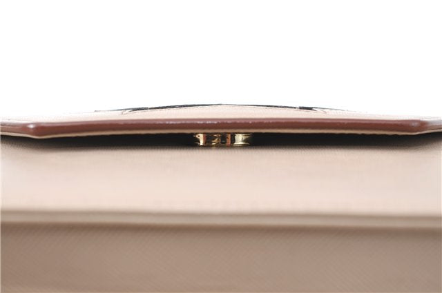 Authentic YVES SAINT LAURENT Clutch Hand Bag Purse Leather Beige J1428