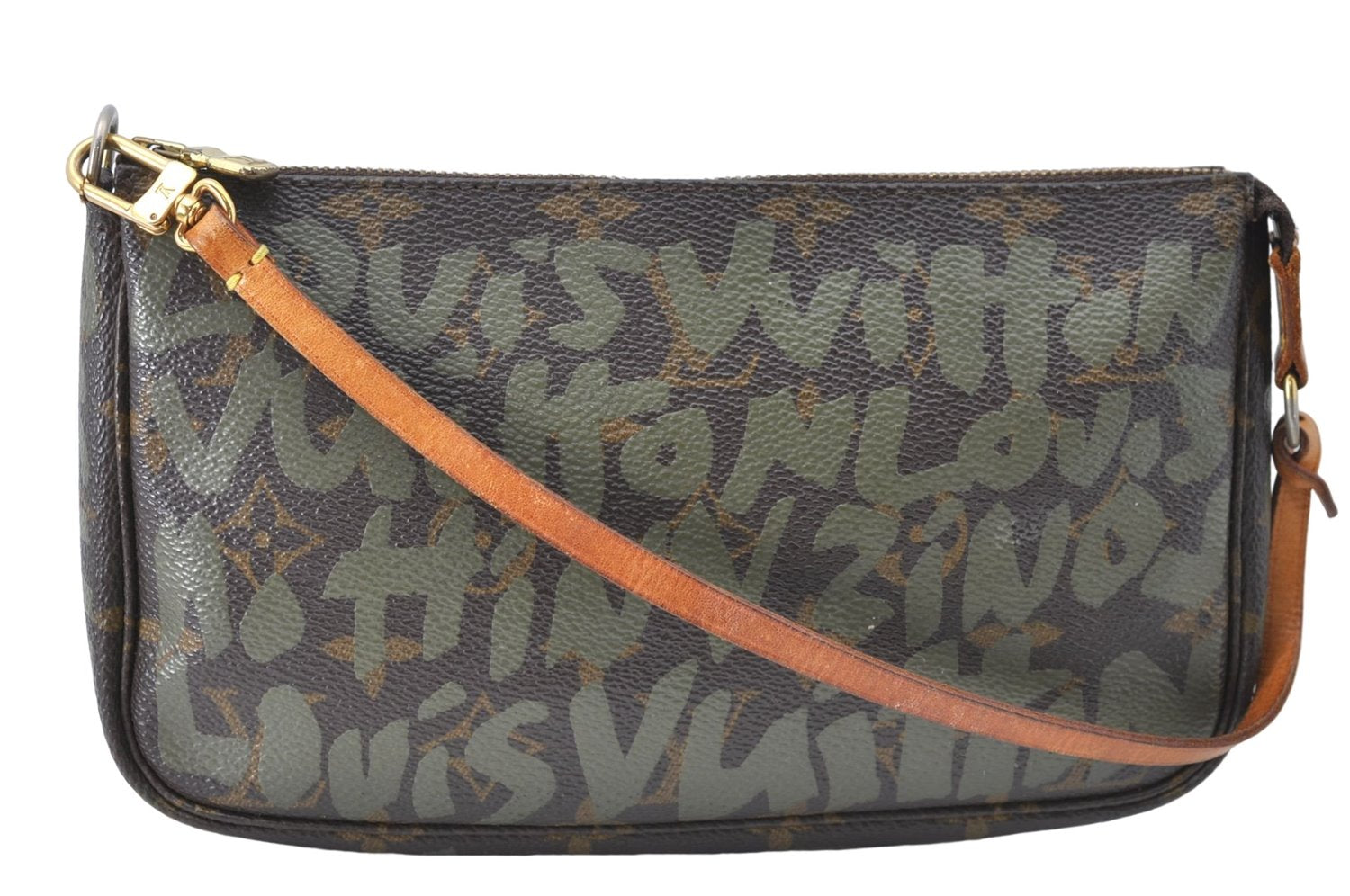 Louis Vuitton Monogram Graffiti Pochette Accessoires Pouch Green M92191 LV J1446