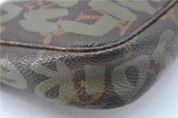 Louis Vuitton Monogram Graffiti Pochette Accessoires Pouch Green M92191 LV J1446