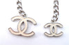 Authentic CHANEL Chain Belt CC Logos Silver White J1476