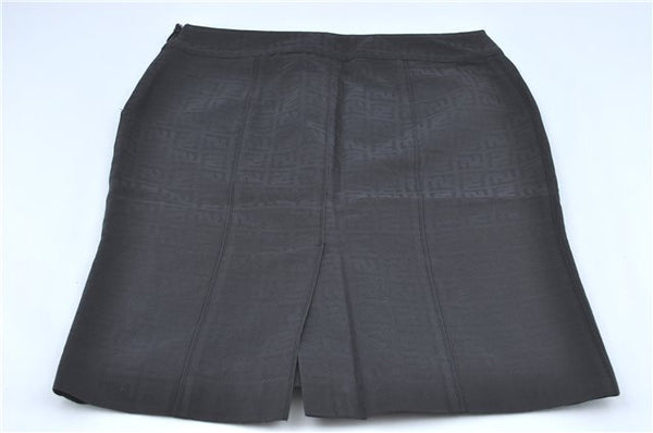 Authentic FENDI Zucca Skirt Cotton Acetate USA 4 Black J1477