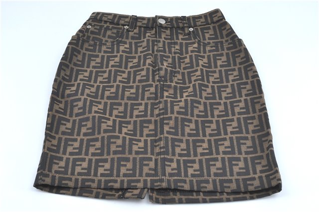 Authentic FENDI Zucca Skirt Cotton USA 4 26 inch Brown Balck J1478