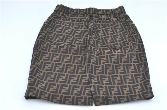 Authentic FENDI Zucca Skirt Cotton USA 4 26 inch Brown Balck J1478