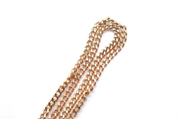 Authentic Christian Dior Ribbon Gold Tone Chain Pendant Necklace CD J1479