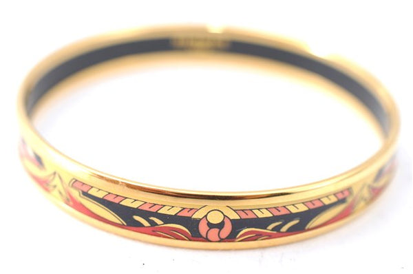 Authentic HERMES Email PM Bangle Rope Motif Gold Red Black J1481