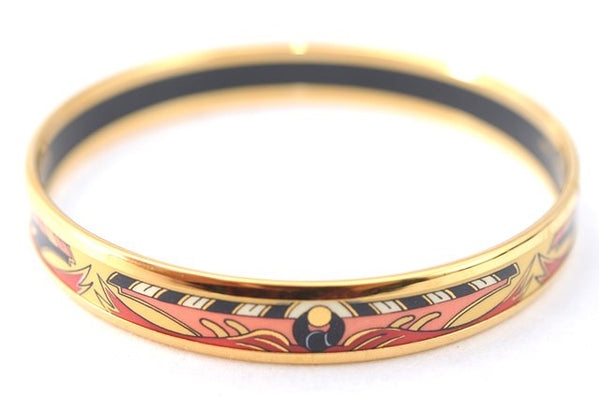 Authentic HERMES Email PM Bangle Rope Motif Gold Red Black J1481