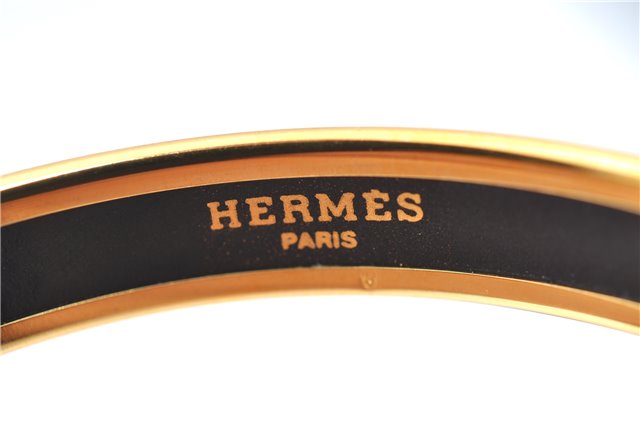 Authentic HERMES Email PM Bangle Rope Motif Gold Red Black J1481