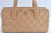 Authentic CHANEL Wild Stitch Matelasse Calf Skin Shoulder Hand Bag Beige J1511