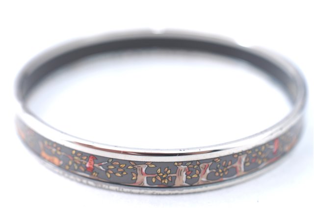 Authentic HERMES Email PM Bangle Animal Motif Silver Gray Box J1518