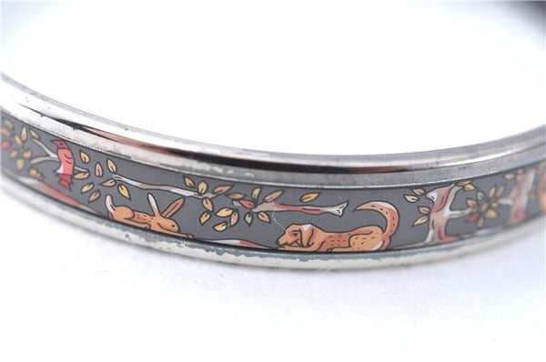 Authentic HERMES Email PM Bangle Animal Motif Silver Gray Box J1518