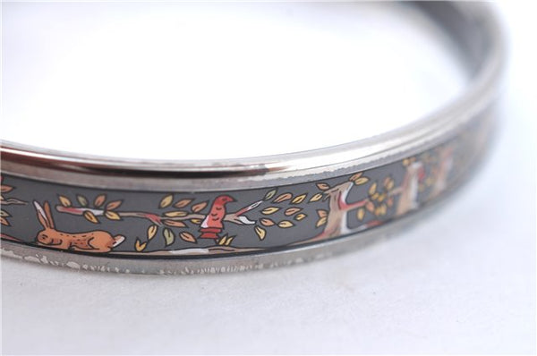 Authentic HERMES Email PM Bangle Animal Motif Silver Gray Box J1518