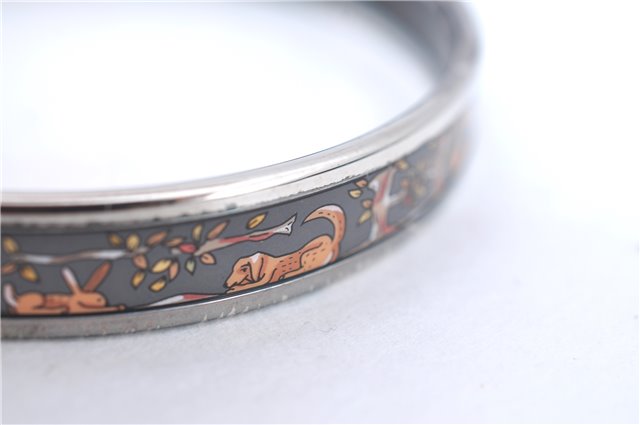 Authentic HERMES Email PM Bangle Animal Motif Silver Gray Box J1518