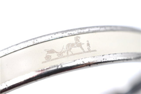 Authentic HERMES Email PM Bangle Caleche Motif Silver White J1519