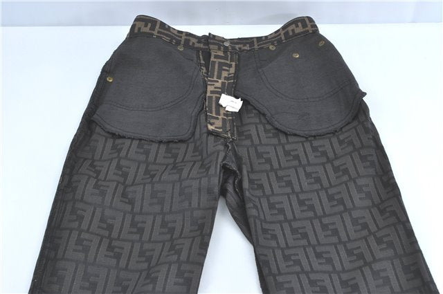 Authentic FENDI Zucca Pants Cotton USA 27inches Brown Black J1522