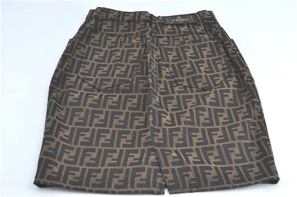 Authentic FENDI Zucca Skirt Cotton USA 4 26 inch Brown Balck J1523