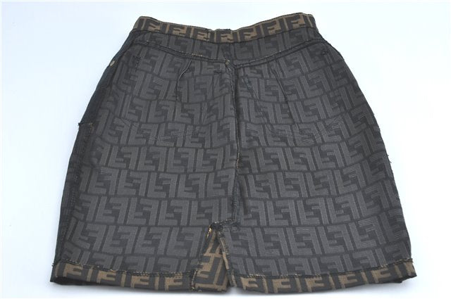 Authentic FENDI Zucca Skirt Cotton USA 4 26 inch Brown Balck J1523