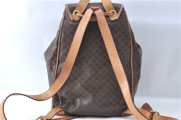 Authentic CELINE Macadam Blason Pattern Backpack PVC Leather Brown J1557