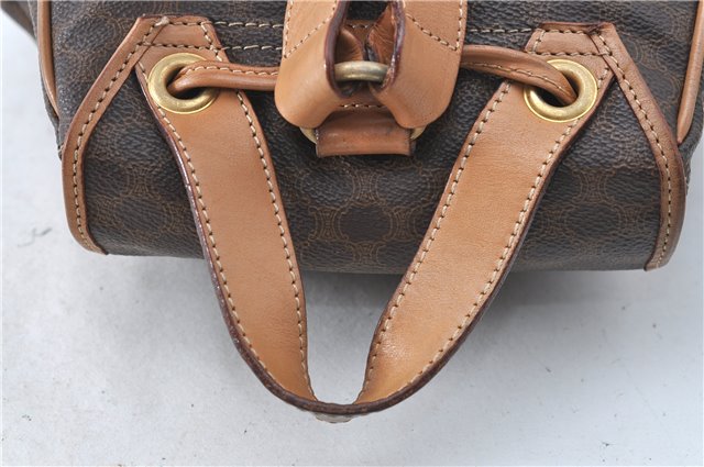 Authentic CELINE Macadam Blason Pattern Backpack PVC Leather Brown J1557