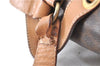 Authentic CELINE Macadam Blason Pattern Backpack PVC Leather Brown J1557