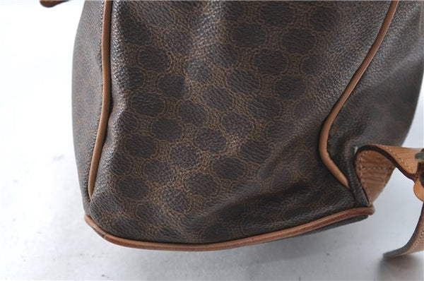 Authentic CELINE Macadam Blason Pattern Backpack PVC Leather Brown J1557