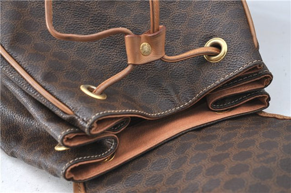Authentic CELINE Macadam Blason Pattern Backpack PVC Leather Brown J1557