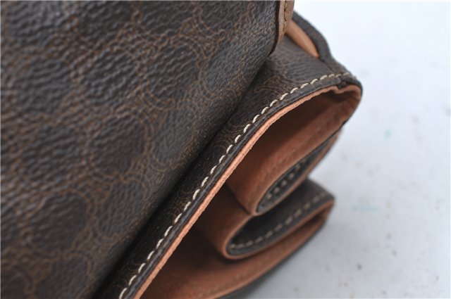 Authentic CELINE Macadam Blason Pattern Backpack PVC Leather Brown J1557